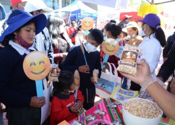 Estudiantes alteños elijen los alimentos suplementarios. Foto: GAMEA