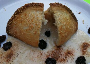 Salteña de arroz con leche. Foto: Salteñería Juanita