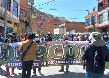 Productores cocaleros se movilizan para pedir el cierre del mercado paralelo. Foto: Adepcoca