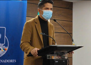 Andrónico Rodríguez, en la rueda de prensa de este miércoles. Foto: Senado