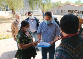 El presidente Luis Arce al llegar a su reunión con Evo Morales.