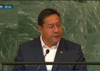 El presidente Luis Arce en la ONU, el martes.