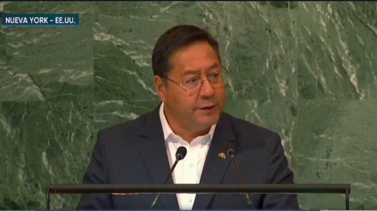 El presidente Luis Arce en la ONU, el martes.