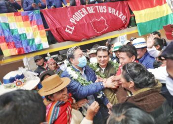 El presidente Luis Arce en Oruro, este sábado. Foto: LuchoXBolivia