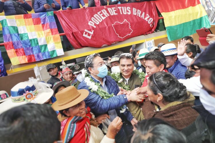 El presidente Luis Arce en Oruro, este sábado. Foto: LuchoXBolivia