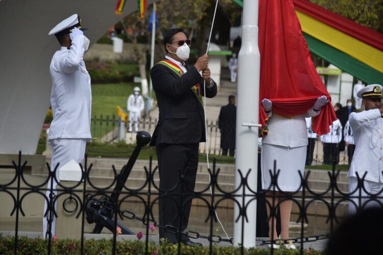 El presidente Luis Arce, en el Día del Mar, en 2021. Foto: La Razón-archivo