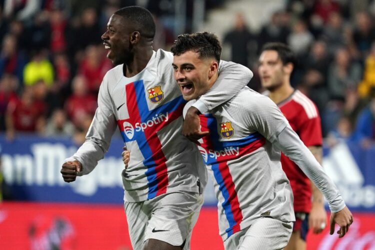 Barcelona gana a Osasuna y se mantiene líder del fútbol español