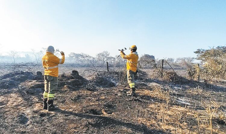 Bomberos forestales registran la extinción de un incendio en el norte cruceño.