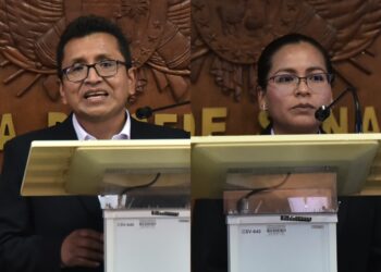 Los postulantes Pedro Callisaya y Evelin Cossío. Composición: La Razón