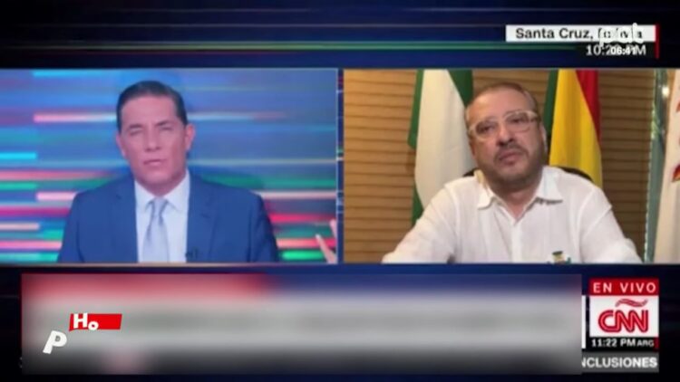 Fernando del Rincón, de CNN, con Rómulo Calvo, el martes. Captura: Unitel