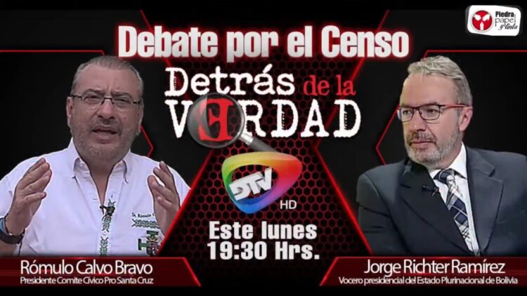 El banner de publicidad del debate Calvo-Richter en DTV.