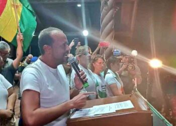 Luis Fernando Camacho en un mitin por el paro, el domingo. Captura: DTV