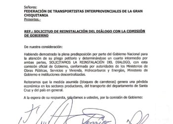 Comisión del gobierno nacional solicita al transporte de la Chiquitanía volver al diálogo
