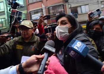 Soledad Chapetón, en el momento de su aprehensión, este miércoles. Foto: Rodwy Cazón