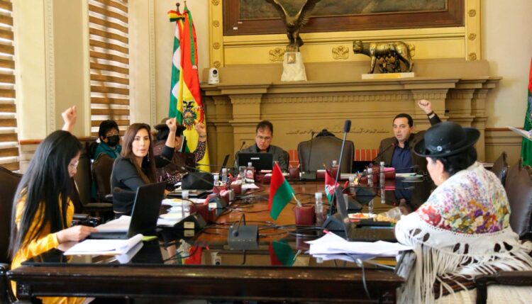 La mayoría del MAS en el Concejo Municipal, el viernes. Foto: Concejo La Paz