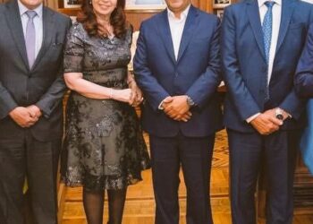 Ramiro Tapia, Cristina Fernández, Luis Arce y Ariel Basteiro. Foto: Télam