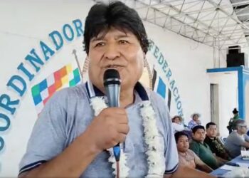 Evo Morales, ayer en el Congreso de la Federación de Interculturales. Foto: Evo Morales