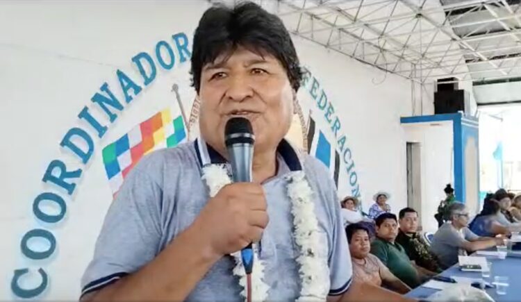 Evo Morales, ayer en el Congreso de la Federación de Interculturales. Foto: Evo Morales