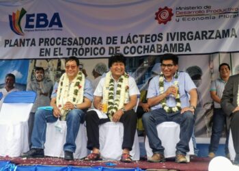 El presidente Luis Arce y exmandatario Evo Morales, en un acto en el Chapare.