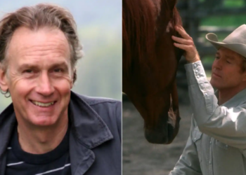 Nicholas Evans. A la derecha, Robert Redford en la película 'El hombre que susurraba a los caballos'. Foto: AFP.