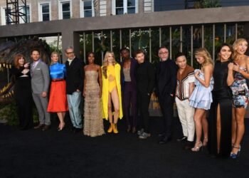 Los actores del filme ‘Jurassic World Dominion’. Foto: AFP.