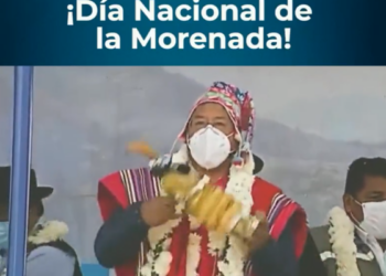 El presidente Luis Arce Catacora, bailando la popular danza. Captura: Twitter Luis Arce.