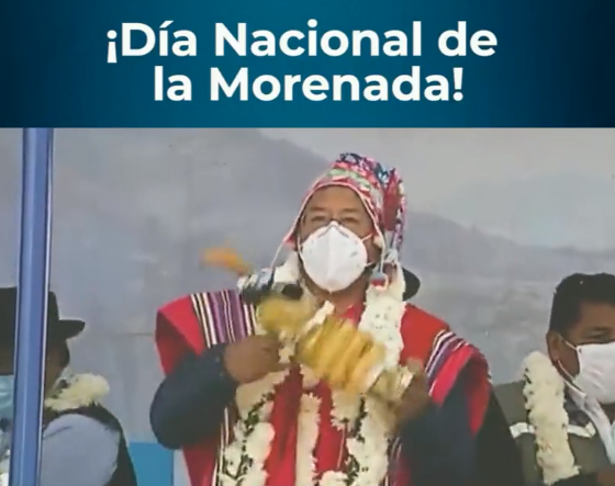 El presidente Luis Arce Catacora, bailando la popular danza. Captura: Twitter Luis Arce.