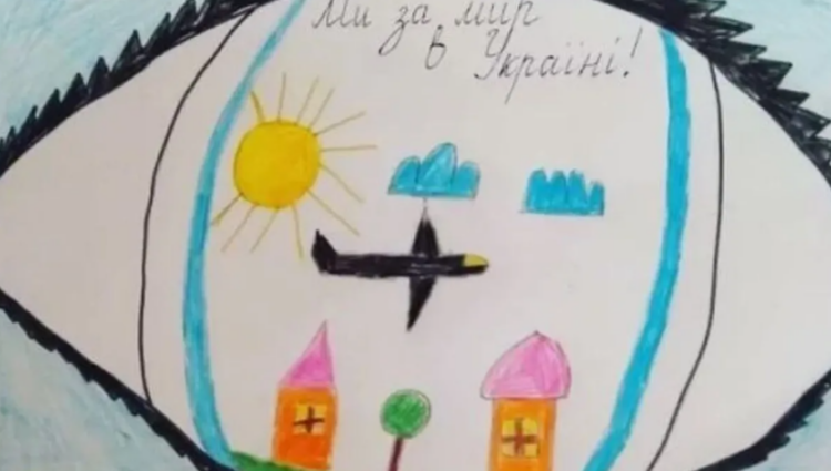 Dibujo de Rostik, de 8 años. Foto: momiseewar.com.