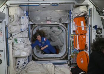La astronauta rusa Anna Kikina en el cohete estadounidense SpaceX. Foto: NASA.