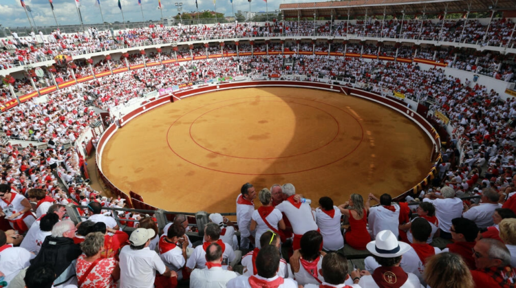 La plaza de toros de Dax, en el suroeste de Francia, repleta durante una corrida en 2014. Foto: AFP.