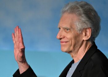 El director David Cronenberg, de 79 años, en la presentación del filme 'Crimes of the future'. Foto: AFP.