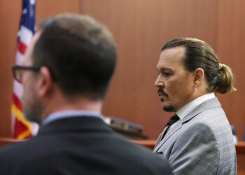 El actor Johnny Depp, en el tribunal de Fairfax, Washington. Foto: AFP.