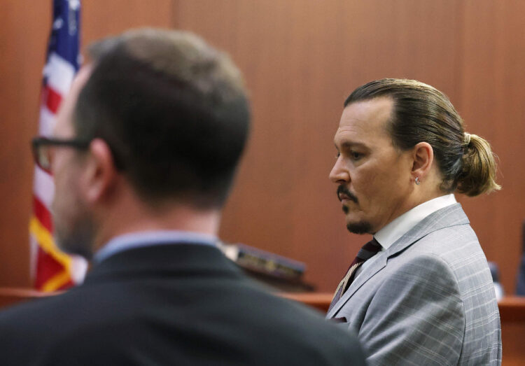 El actor Johnny Depp, en el tribunal de Fairfax, Washington. Foto: AFP.