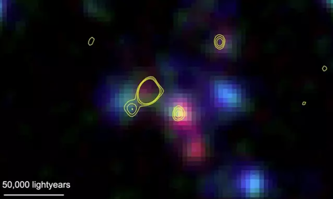 El (proto-) cúmulo de galaxias, visto 12 mil millones de años atrás en el tiempo. Foto: Europa Press.