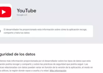 La sección de Seguridad de los datos en la información de la app de YouTube en Play Store. Foto: Google.