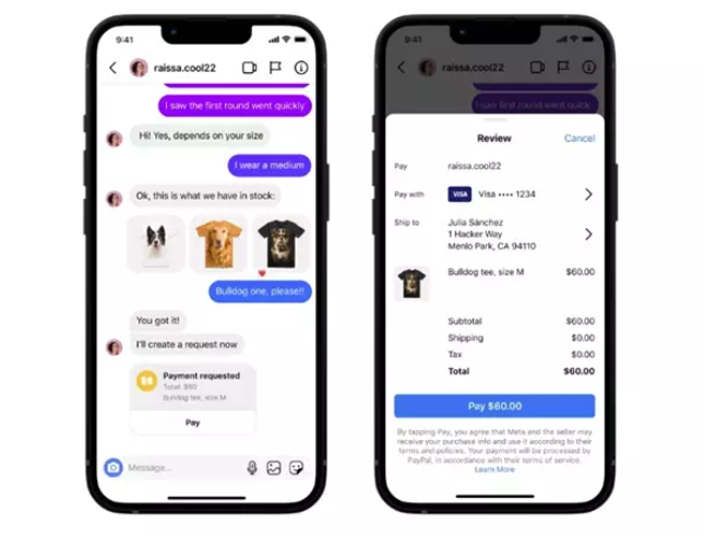 Compras directamente desde el chat de Instagram. Foto: Meta.