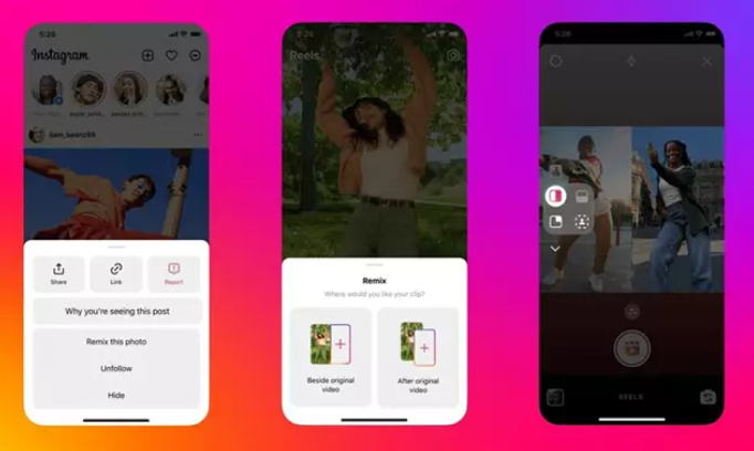 Nuevos diseños de los remix de Instagram. Foto: Meta.