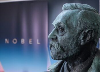 Un busto de Alfred Nobel, fotografiado en Estocolmo el 3 de octubre de 2022. Foto: Jonathan Nackstrand.