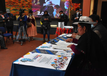La Ministra de Culturas, Sabina Orellana, este martes en el lanzamiento. Foto: APG.