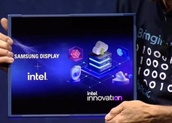 Prototipo de PC de Samsung e Intel, con pantalla deslizante. Foto: Samsung/Intel.
