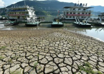 Un tramo del lecho del río Yangtsé, en China, a su paso por Chongqing (suroeste). Foto: AFP.