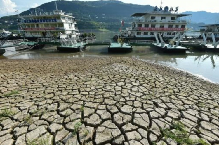 Un tramo del lecho del río Yangtsé, en China, a su paso por Chongqing (suroeste). Foto: AFP.