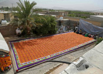 El kílim más grande del mundo, tejido en Irán. Foto: AFP.