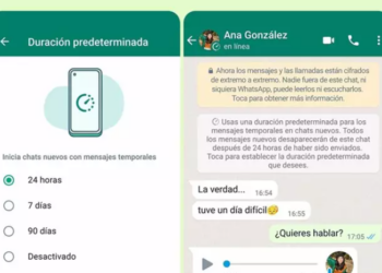 La opción de mensajes temporales de WhatsApp. Foto: Meta.