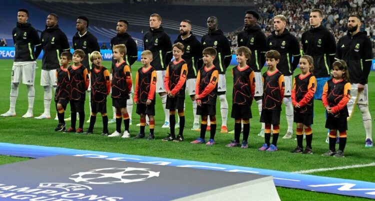 El plantel de Real Madrid en un partido anterior de Champions