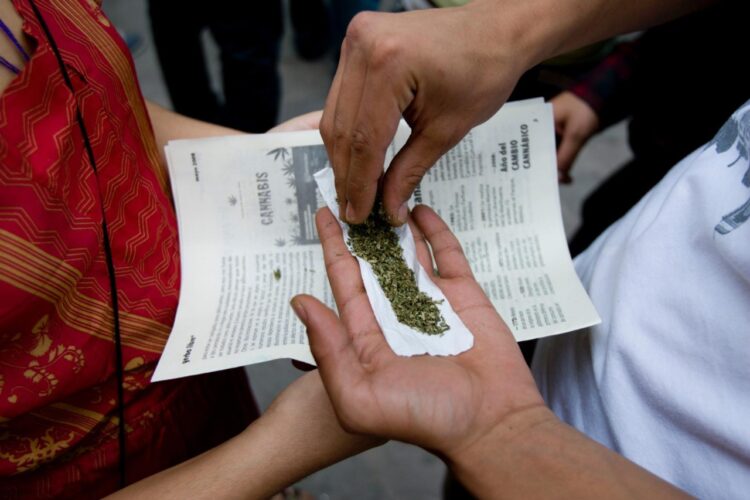 Mediante patrullajes preventivos en La Paz, la Policía aprehendió a seis personas en posesión de dos manzanas que contenían marihuana.