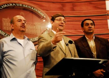 Arturo Murillo, Óscar Ortiz y Yerko Núñez, en 2020. Foto: La Razón-archivo
