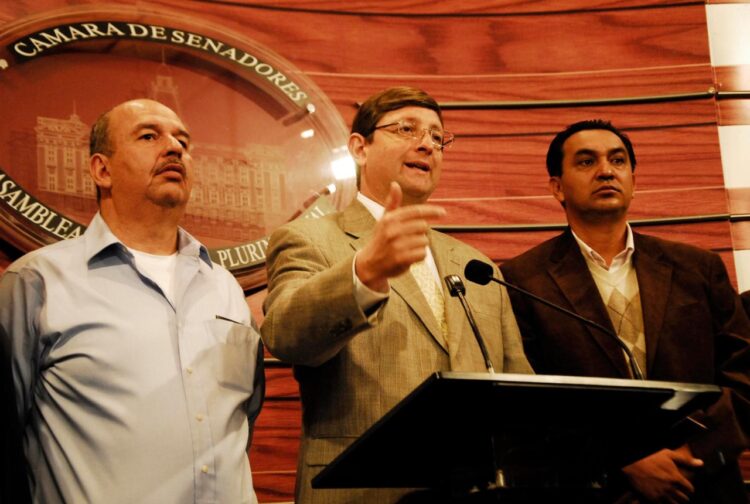 Arturo Murillo, Óscar Ortiz y Yerko Núñez, en 2020. Foto: La Razón-archivo