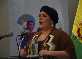 La ministra María Nela Prada, en rueda de prensa este jueves. Foto: APG