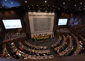 El presidente Arce brinda informe sobre su gestión de Gobierno en la Asamblea Legislativa. Foto: Rowdy Cazón-La Razón